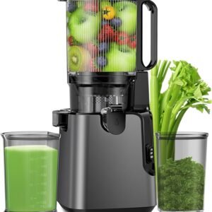 Celebrate with Us Anniversary Limited-Time & Limited-Quantity Deal AED 99د.إ：Juicer Machines with 5.8" Large Feed Chute, Cold Press Juicer For Whole Vegetables and Fruits, 400W Professional Slow Masticating juicer Easy to Clean for Batch Juicing (Titanium Gray)
