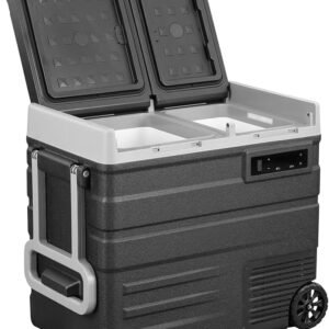 Summer Surprises Limited-Time & Limited-Quantity Deal：Alpicool UD65 Portable Wheeled Car Freezer with Dual Compartments,12 Volt Car Refrigerator, 60 Quart Fast Cooling Fridge, with 12/24V DC and 100-240V AC for Outdoor, Camping, RV, Truck